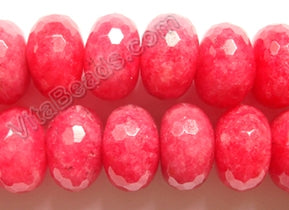 Dyed Jade (Red)  -  Big Faceted Rondel  16"    10 x 16 mm