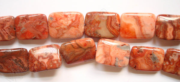 Co-ral Red Brazilian Agate  -  Puff Rectangles  16"