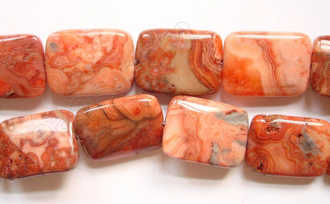 Co-ral Red Brazilian Agate  -  Puff Rectangles  16"