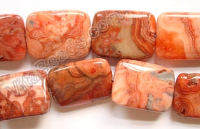 Co-ral Red Brazilian Agate  -  Puff Rectangles  16"