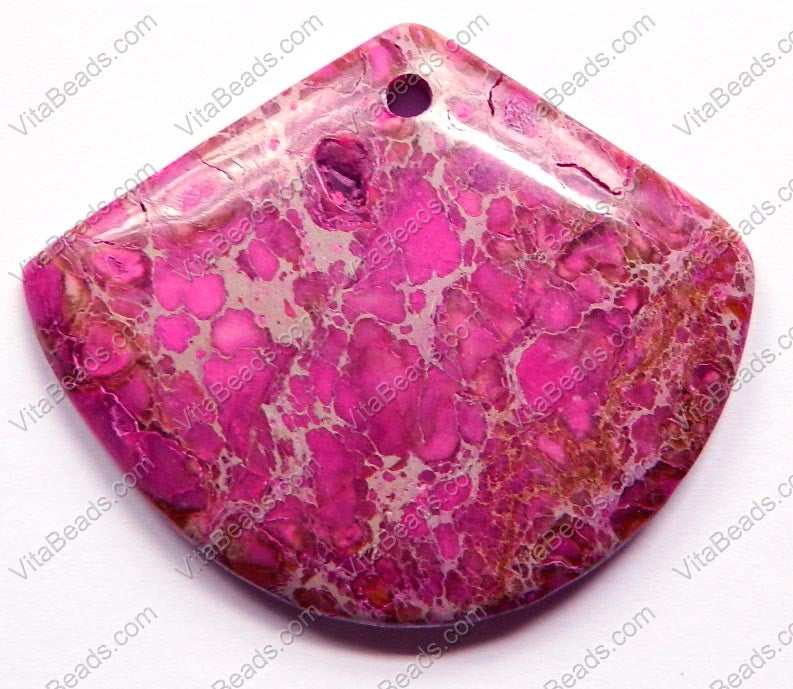 Pendant - Smooth Fan - Fuchsia Impression Jasper - 18