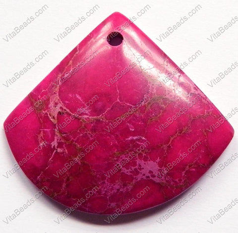 Pendant - Smooth Fan - Fuchsia Impression Jasper - 19