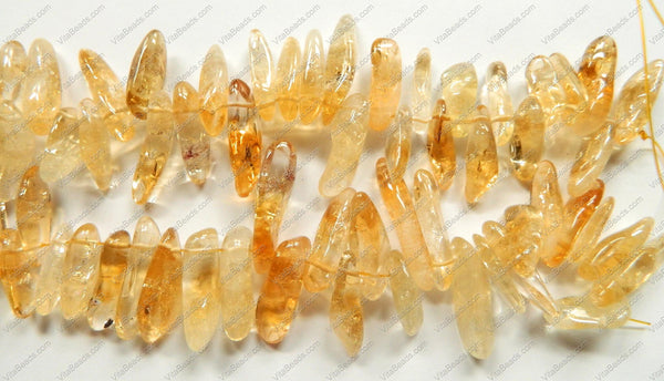 Citrine Natural AA  -  Smooth Long Tooth  16"      6 x 18 mm