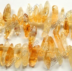 Citrine Natural AA  -  Smooth Long Tooth  16"      6 x 18 mm
