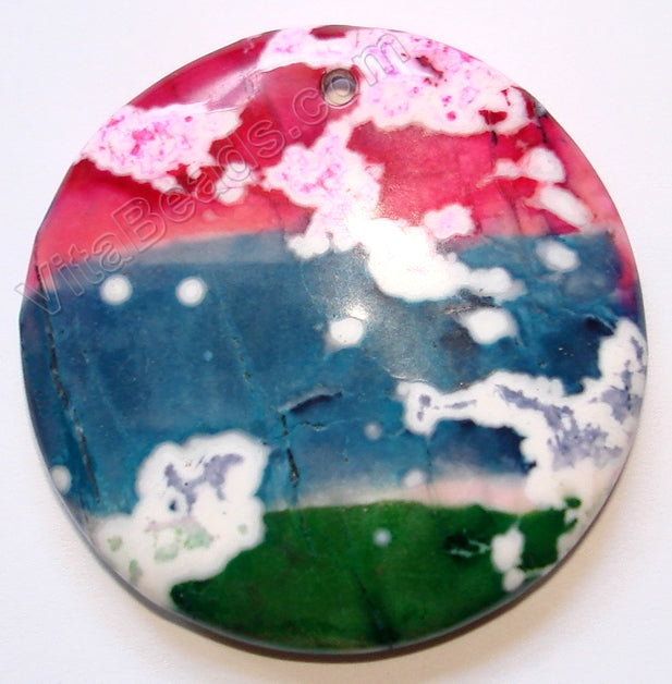 Pendant - Smooth Round   Dyed Howlite - Multi Color