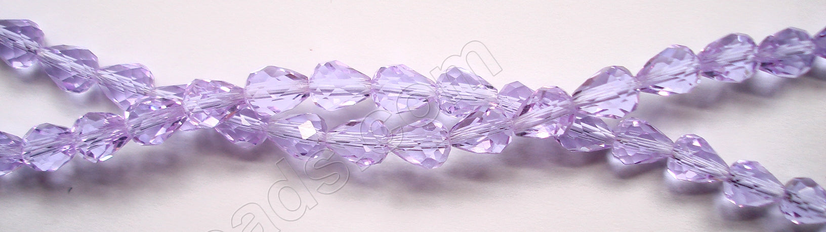 Light Amethyst Crystal Qtz  -  Faceted Drops Vertical Drill 12"