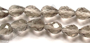 Smoky Crystal Qtz  -  Faceted Drops Vertical Drill 12"