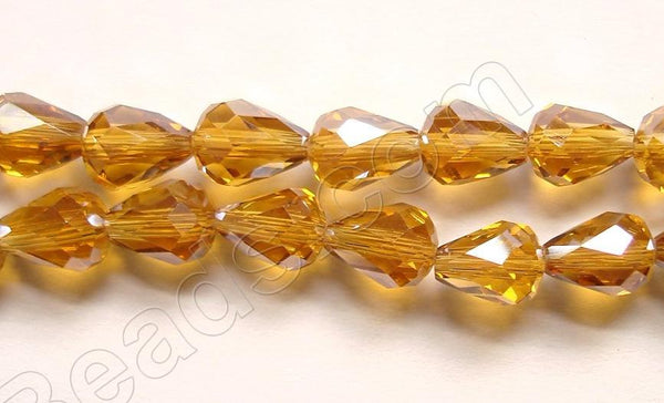 Citrine Crystal Qtz AB  -  Faceted Drops Vertical Drill 12"
