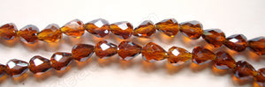 Dark Amber Crystal Qtz AB  -  Faceted Drops Vertical Drill 12"