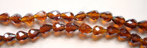 Dark Amber Crystal Qtz AB  -  Faceted Drops Vertical Drill 12"