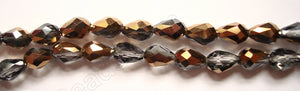 Smoky Bronzite Crystal Qtz AB  -  Faceted Drops Vertical Drill 12"