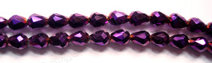Metallic Purple Crystal Quartz  -  5x8mm Faceted Drop 12"