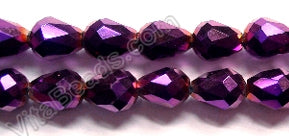 Metallic Purple Qtz  -  Faceted Drops Vertical Drill 12"