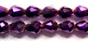 Metallic Purple Crystal Quartz  -  5x8mm Faceted Drop 12"