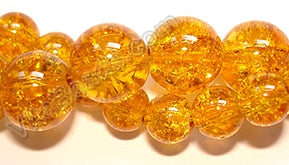 Explosion Crystal  -  Amber  -  Smooth Round  16"