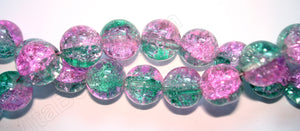 Explosion Crystal  -  Mixed Green Pink  -  Smooth Round  16"