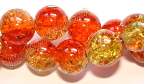 Explosion Crystal  -  Mixed Red Yellow  -  Smooth Round  16"
