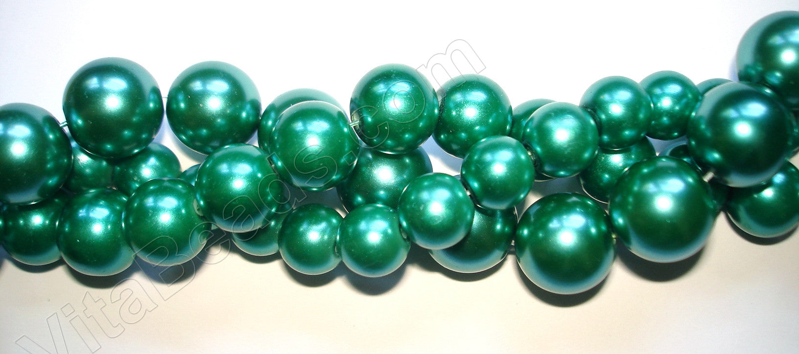 Glass Pearl   -  21 Dark Emerald Green  -  Smooth Round  16"