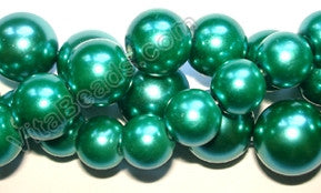 Glass Pearl   -  21 Dark Emerald Green  -  Smooth Round  16"