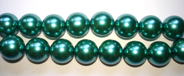 Glass Pearl   -  21 Emerald  -  Smooth Round  16"