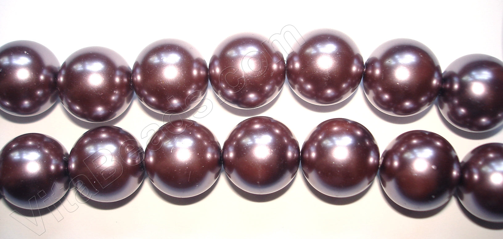 Glass Pearl   -  23 Dark Metallic Purple  -  Smooth Round  16"  16mm