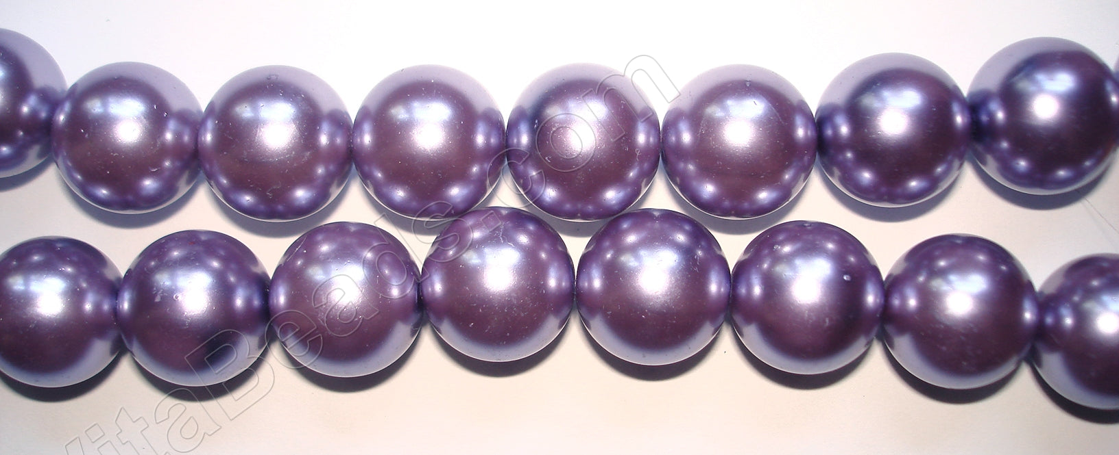 Glass Pearl   -  24 Purple  -  Smooth Round  16"  16mm