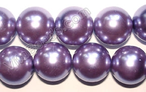 Glass Pearl   -  24 Purple  -  Smooth Round  16"  16mm