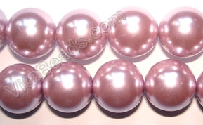 Glass Pearl   -  25 Lavender Pink  -  Smooth Round  16"  16mm