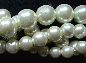 Glass Pearl   -  00 Cream White  -  Smooth Round Beads  16"