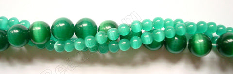 Cat's Eye Smooth Round  -  Emerald Green  16"