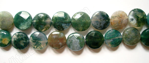 Moss Agate  -  Faceted Coin  16"