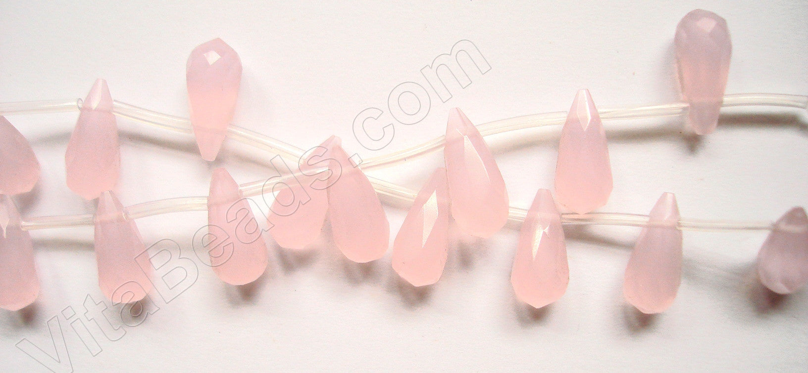 Pink Chalcedony Quartz - 6x13mm Faceted Long Teardrops 16"