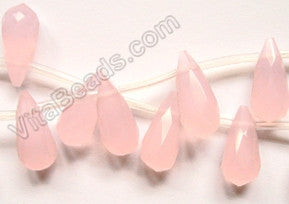Pink Chalcedony Quartz - 6x13mm Faceted Long Teardrops 16"