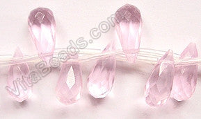 Pink Crystal - 6x13mm Faceted Long Teardrops 16"