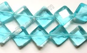 Double Edge Di-drilled Faceted Square  -  Ocean Blue Crystal  16"