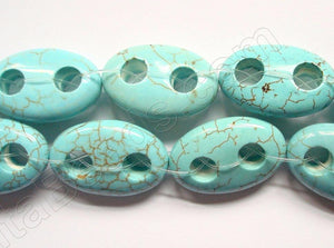 Cracked Chinese Turquoise  -  Puff Oval w Double Drilled Holes  16"