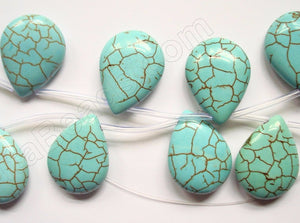 Cracked Chinese Turquoise  -  Smooth Flat Briolette  16"