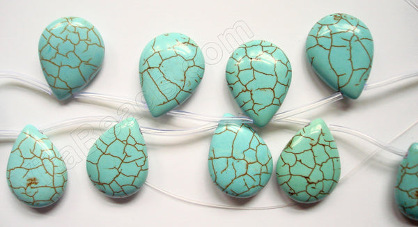 Cracked Chinese Turquoise  -  Smooth Flat Briolette  16"