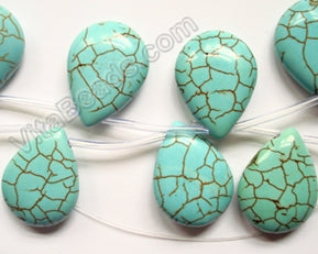 Cracked Chinese Turquoise  -  Smooth Flat Briolette  16"