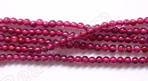 Garnet AAA  -  Small Smooth Round Beads 16"