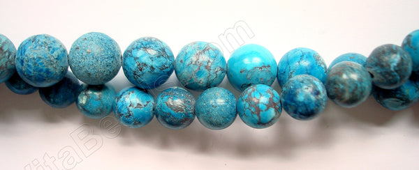 Dyed Blue Chinese Turquoise - Smooth Round  16"   10 mm