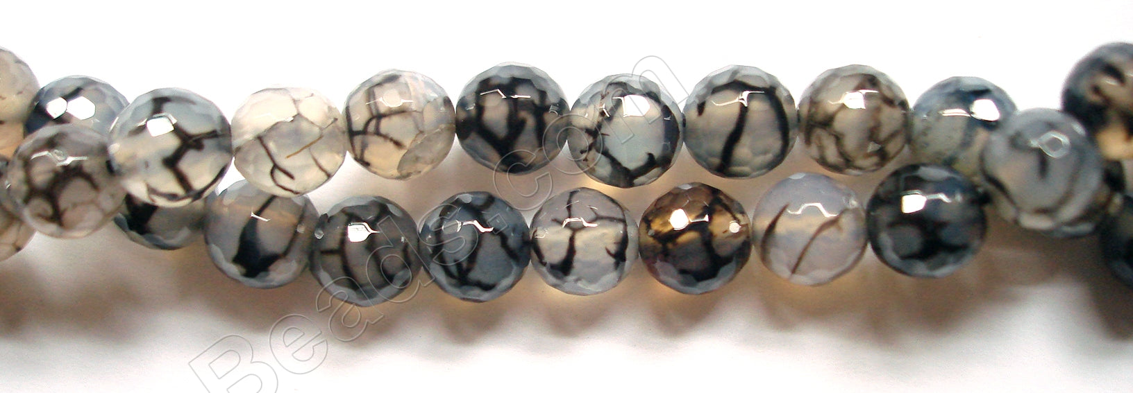 Light black Fire Agate  -  Faceted Round  15"
