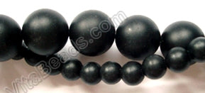 Matte Black Onyx  -  Smooth Round Beads 16"