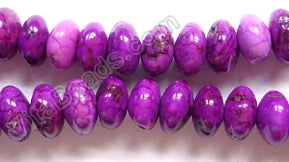 Purple Cracked Turquoise  -  Smooth Rondels  16"     5 x 8 mm