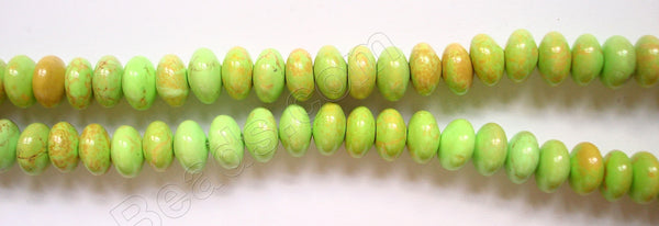 Olive Cracked Turquoise  -  Smooth Rondels  16"     5 x 8 mm