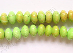 Olive Cracked Turquoise  -  Smooth Rondels  16"     5 x 8 mm
