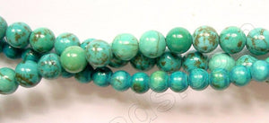 Blue Green Chinese Turquoise - Smooth Round Beads   16"