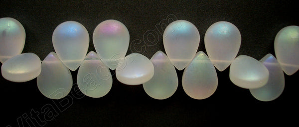 Frosted Synthetic Opal Crystal   -  Smooth Flat Briolette  6"