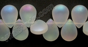 Frosted Synthetic Opal Crystal   -  Smooth Flat Briolette  6"
