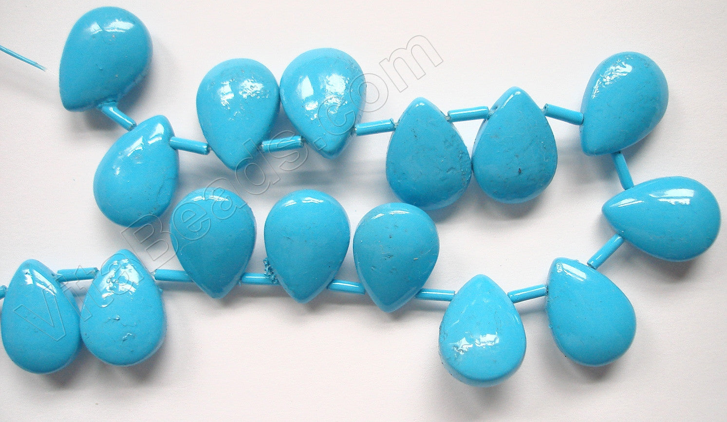 Paint Crystal Beads - Blue TQ  -  13x18mm Smooth Briolette  6"